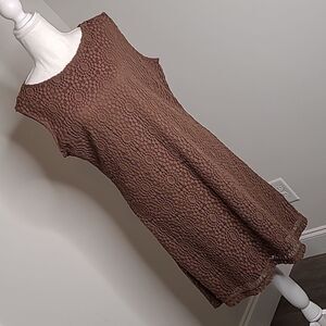 Brown lace midi dress with oversized  back zipper